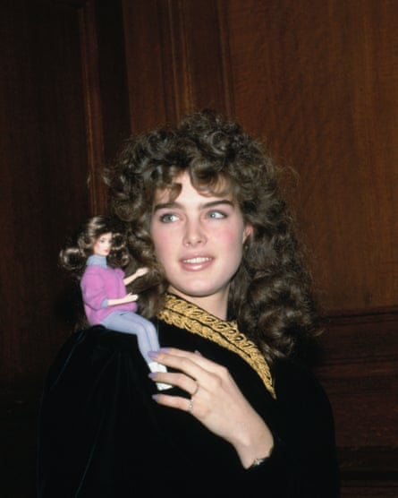 Shields with a Brooke Shields doll, in 1982.
