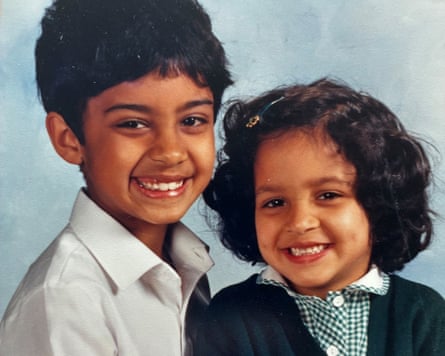 Priti with her brother Kiran, at primary school in 1986.