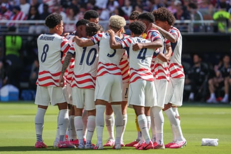 Folarin Balogun of the United States scores his team’s first goal