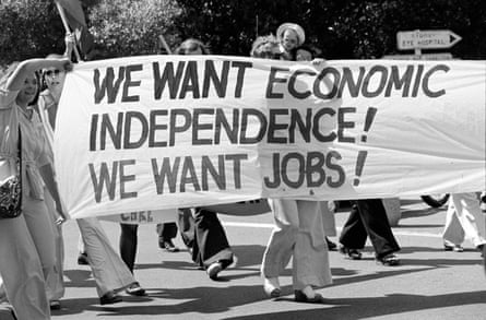 A banner reading "we want economic independence, we want jobs!" at a rally in sydney