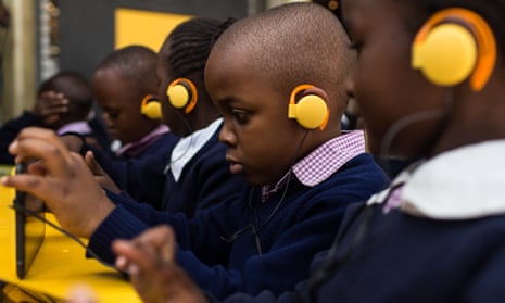 Students use BRCK's Kio Kit in a simulated school classroom in Nairobi