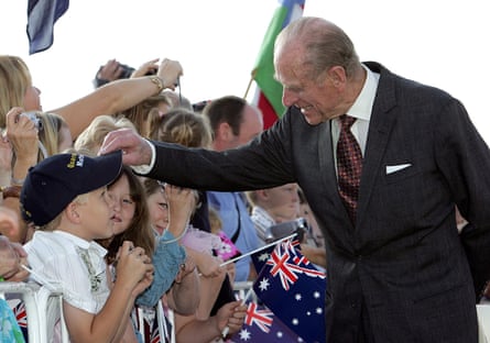 The Duke of Edinburgh greets a young wellwisher in Canberra at the start of a five-day visit to Australia in 2006.