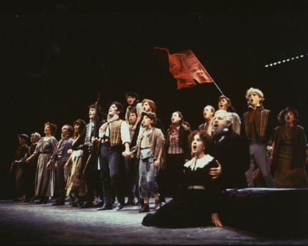 ‘A powerful moment that sends the audience out for the interval on a high’ … the cast of Les Misérables sing One Day More, at the Barbican, 1985.