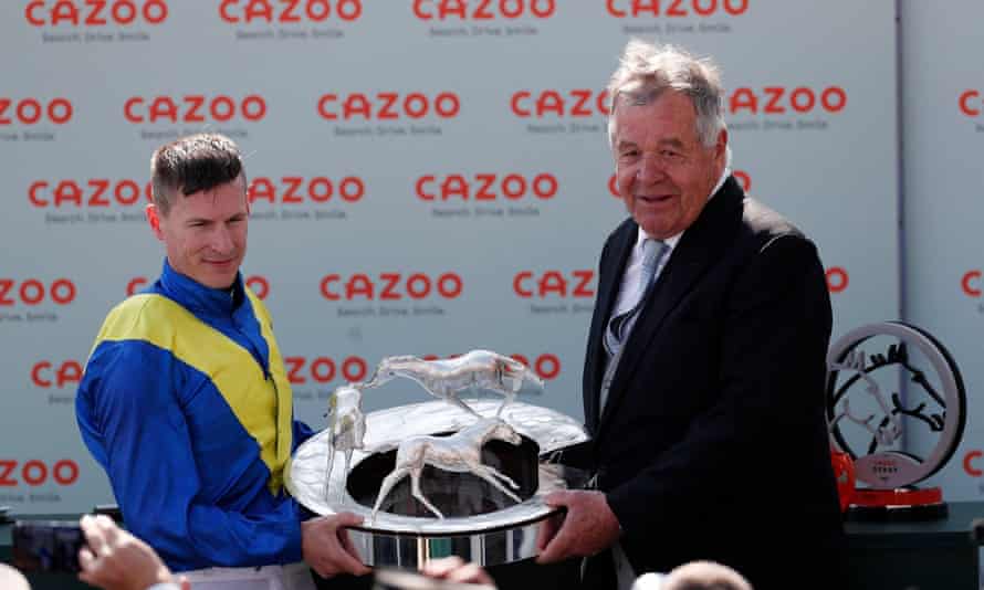 Sir Michael Stoute reveals Queen called to congratulate him on Derby success | The Derby 1 Sir Michael Stoute with the winning jockey, Richard Kingscote, after their Derby success.