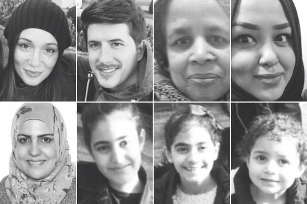 From top left: Gloria Trevisan, Marco Gottardi, Rabeya Begum and Husna Begum. Bottom: Nadia Choucair, Mierna Choucair, Fatima Choucair and Zainab Choucair.