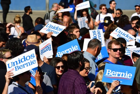 Bernie Sanders supporters at a campaign rally in Los Angeles, California on Saturday.