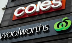 Woolworths and Coles supermarket signs