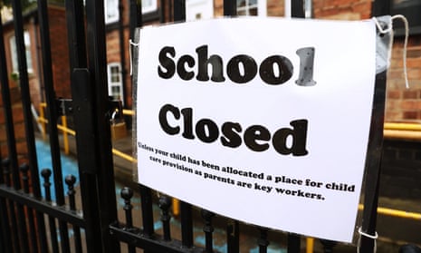 'School closed' sign on gate