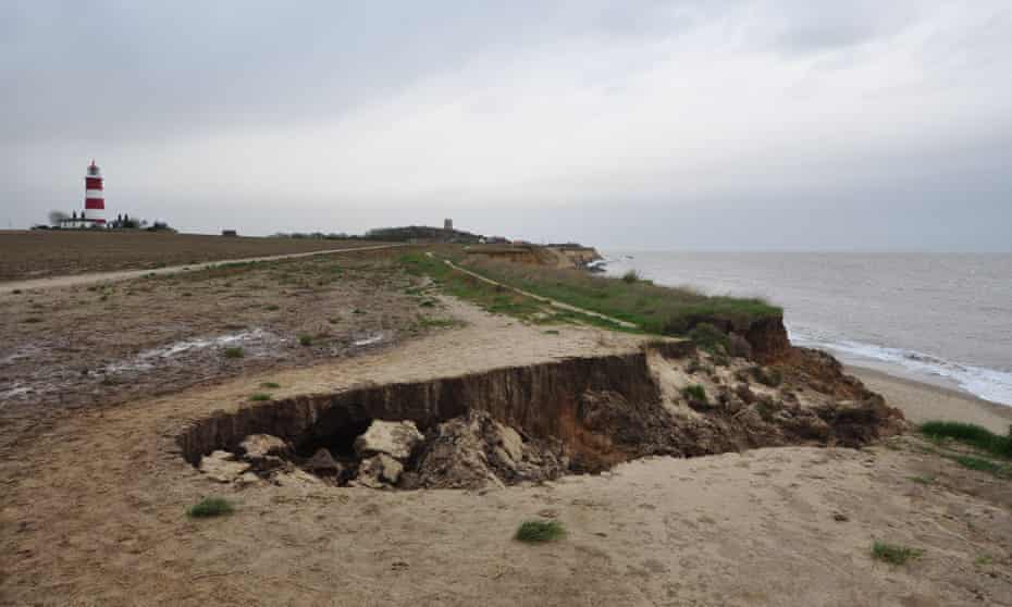 Coastal erosion at Happisburgh in Norfolk, England.