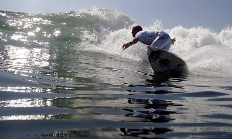 Kelly Slater surfs  at Lower Trestles in San Clemente, California.