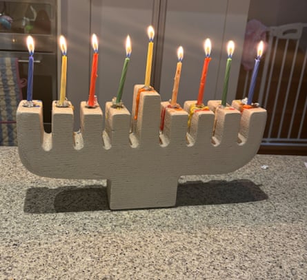 The menorah with all candles lit