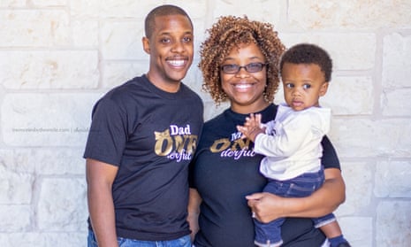 Kevin Denny II with his wife, Jamie, and son, KJ.