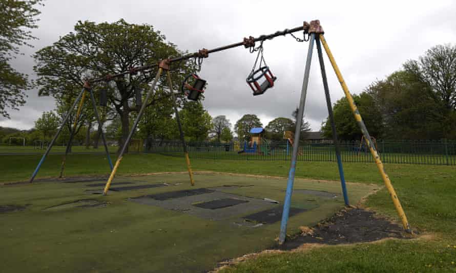 An empty children’s playground in Peel Park on April 30, 2020 in Bradford, England.