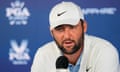 Scottie Scheffler speaks during a news conference after the second round of the PGA Championship at  Valhalla Golf Club on Friday.