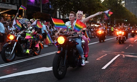 The Dykes on Bikes motorcycle club leads the 2023 Mardi Gras parade
