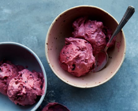 Two bowls of frozen berry ice-cream