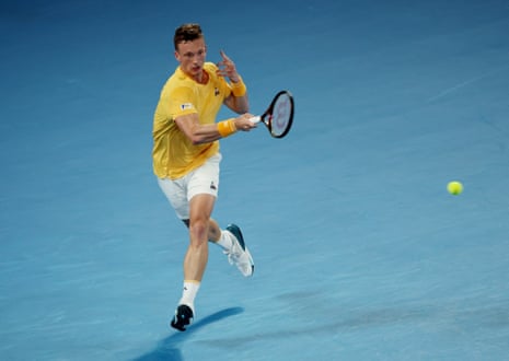 Australian Open quarter-finals: Tsitsipas v Lehecka, Azarenka beats Pegula – live | Australian Open 2023 2 Jiri Lehecka plays a forehand.