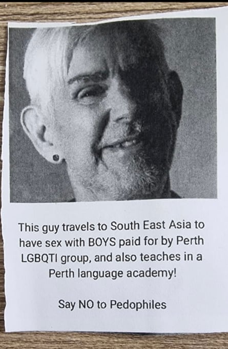The flyer distributed in Perth with Gregory Helleren’s image.