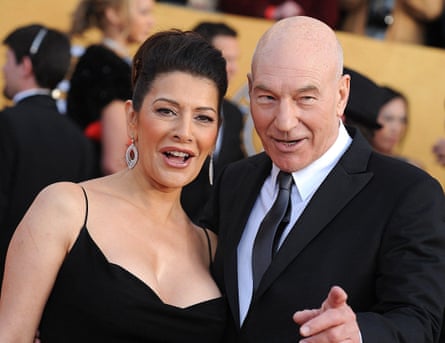 Sirtis and Stewart in black tie at the Sag awards in 2011.
