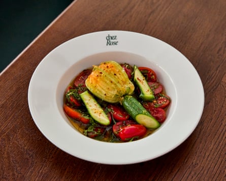 The ‘utterly marvellous’ courgette flower with ricotta and sauce vierge, Chez Rose, London W1.