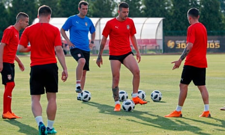 Sergej Milinkovic-Savic, second right, is seen as one of Serbia’s most dangerous players.