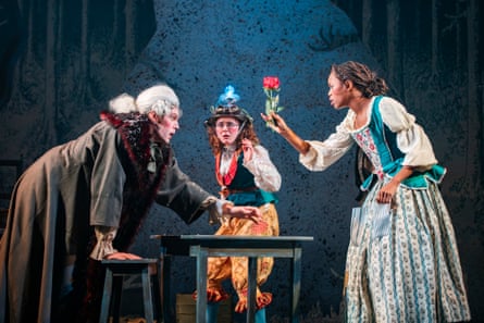 Urgency and wit … Tyler Collins, Holly Howden Gilchrist and Israela Efomi in Beauty and the Beast.