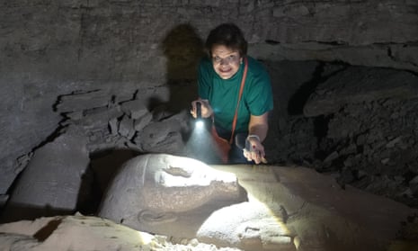 Archaeologist Ola El Aguizy discovers the sarcophagus of Ptah-M-Wia during excavations of a tomb at Saqqara, south of Cairo