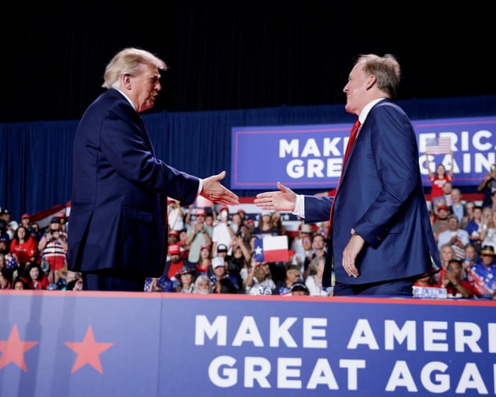 Image accompanying the story: Trump attacks fellow Republicans for ‘hurting Texas’ during senate election race – US politics live