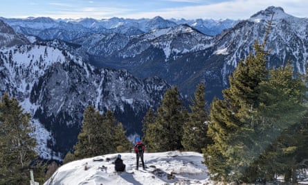 Looking across the Bavarian Alps from Tegelberg Mountain