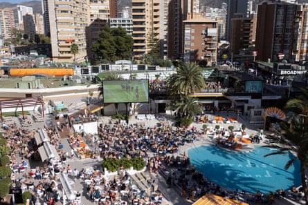 Punters in Benidorm watching the action at Cheltenham.