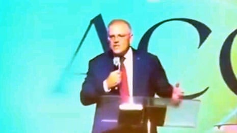 Australian prime minister Scott Morrison tells conference of calling to 'God’s work' – video