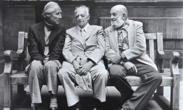 From left, Bill Brandt, Brassaï, Ansel Adams in the V&A garden.
