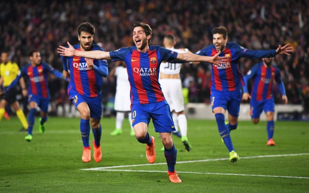 Barca Players Celebrating Sergi Roberto Winner Barca Players Celebrating Sergi Roberto Winner