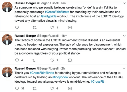 Russel Berger later deleted these tweets
