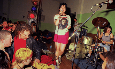 Queercore band Bikini Kill performing in 1995