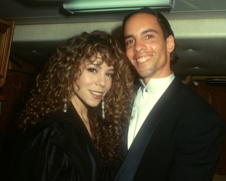 Singer Mariah Carey and brother Morgan Carey attend the American Music Awards in 1991