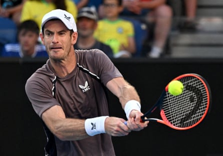 Andy Murray in action during his first-round defeat at the Australian Open