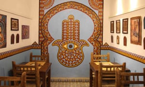 Interior of Henna Art Cafe, Marrakech, Morocco.
