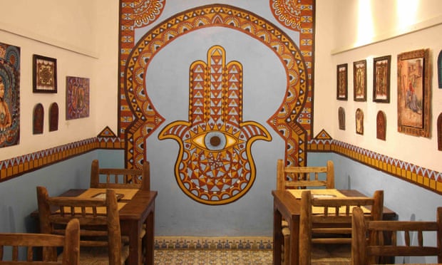 Interior of Henna Art Cafe, Marrakech, Morocco.