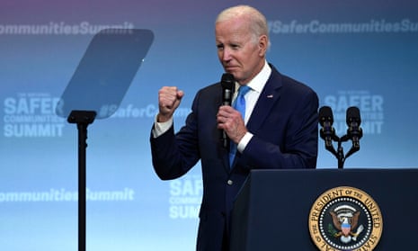 Joe Biden speaks at the National Safer Communities Summit in West Hartford, Connecticut.