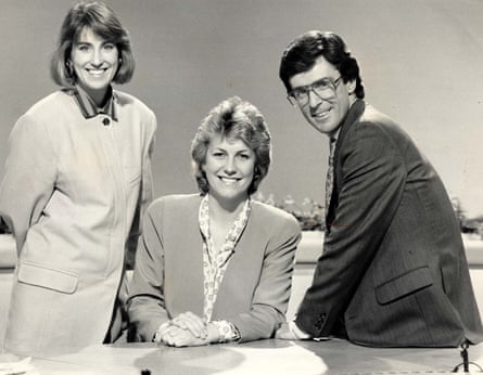 John Stapleton smiles as he sits next to Jill Dando and Kirsty Wark