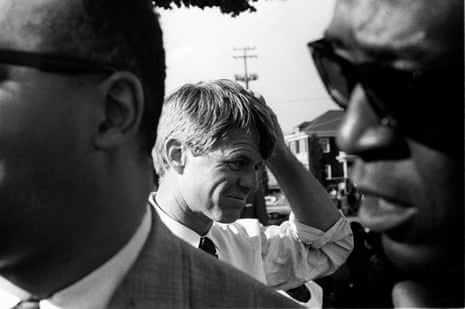 Robert F Kennedy prepares to speak at DeFremery Park, Oakland, 1 June 1968.
