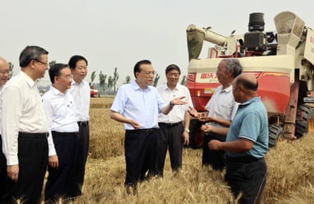 Li inspecting a wheat field in Fangguan in north China's Hebei province, June 2022.