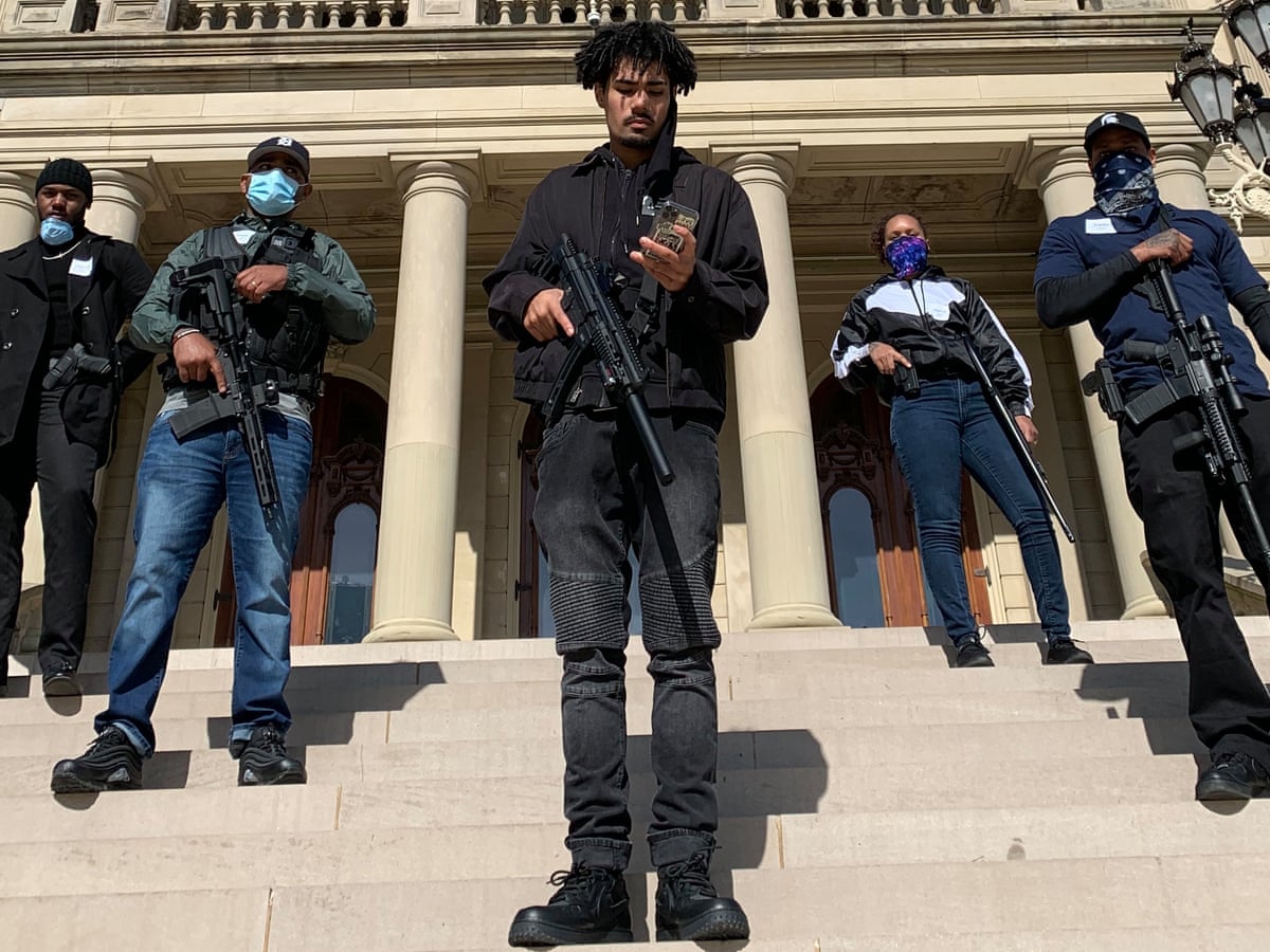 Armed black citizens escort Michigan lawmaker to capitol after volatile  rightwing protest | Michigan | The Guardian