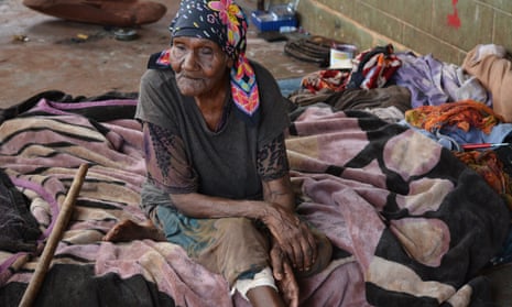 Elderly Indigenous woman living in poverty
