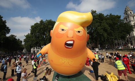 The infamous blimp, depicting the former US president in a nappy and clutching a phone, which was produced to accompany protests of Trump’s UK visit in 2018, and reappeared upon his state visit the following year