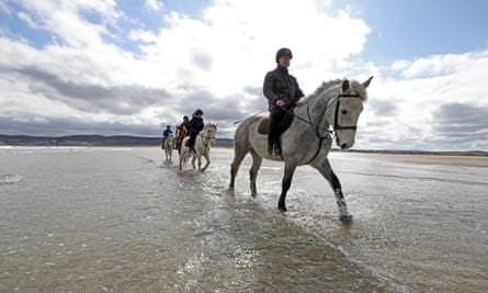 A pony ride on Dunfanaghy beach.