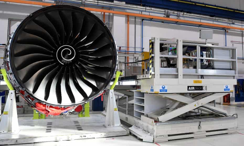Rolls-Royce engine on an assembly line in Derby