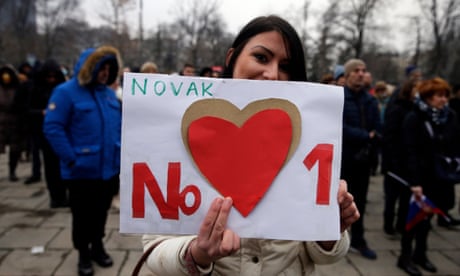Woman with heart saying Novak No 1