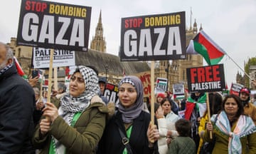 A pro-Palestine march in Westminster on 27 April